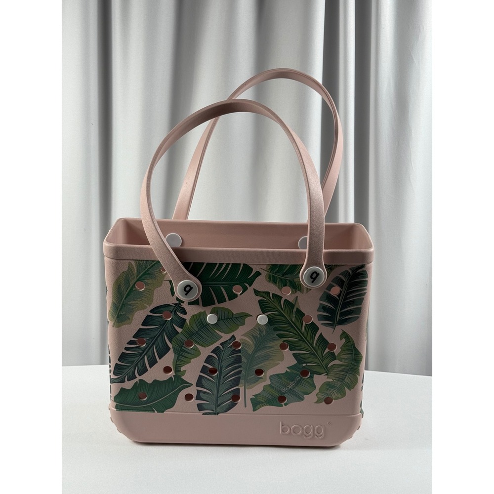 Bogg Bag Pink Tropical Leaf Tote Bag Summer Beach Pool Travel Casual
